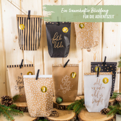 Set Adventskalender Tüten zum Befüllen - HOLY NIGHT (braune Kraftpapiertüten)