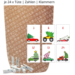 Adventskalender Set zum Befüllen X-MAS ICON BAUMTRANSPORT
