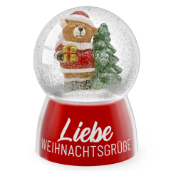 Schneekugel „Liebe Weihnachtsgrüße“ (Bär)
