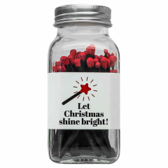 Große Zündhölzer im Glas „Let Christmas Shine Bright!“